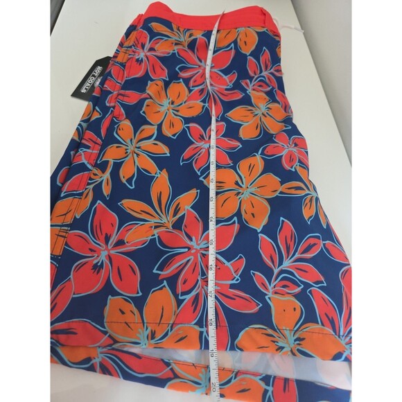 Hot Coals Men’s 8" Swim Trunks XL Elastic Waist Orange Floral Print Boardshorts - Picture 8 of 8
